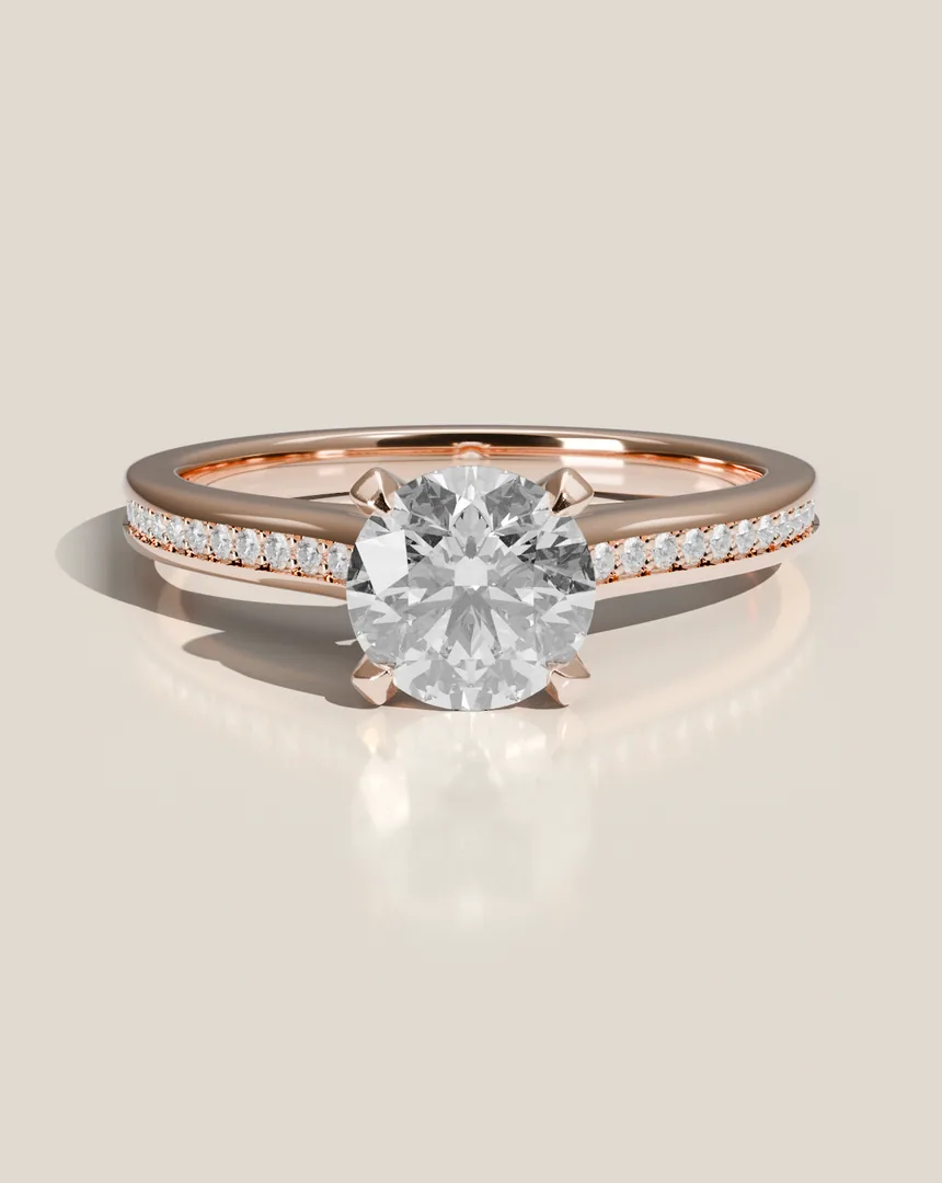 Charlotte engagement ring, shown in 18K Rose Gold with a Lab-Grown Diamond