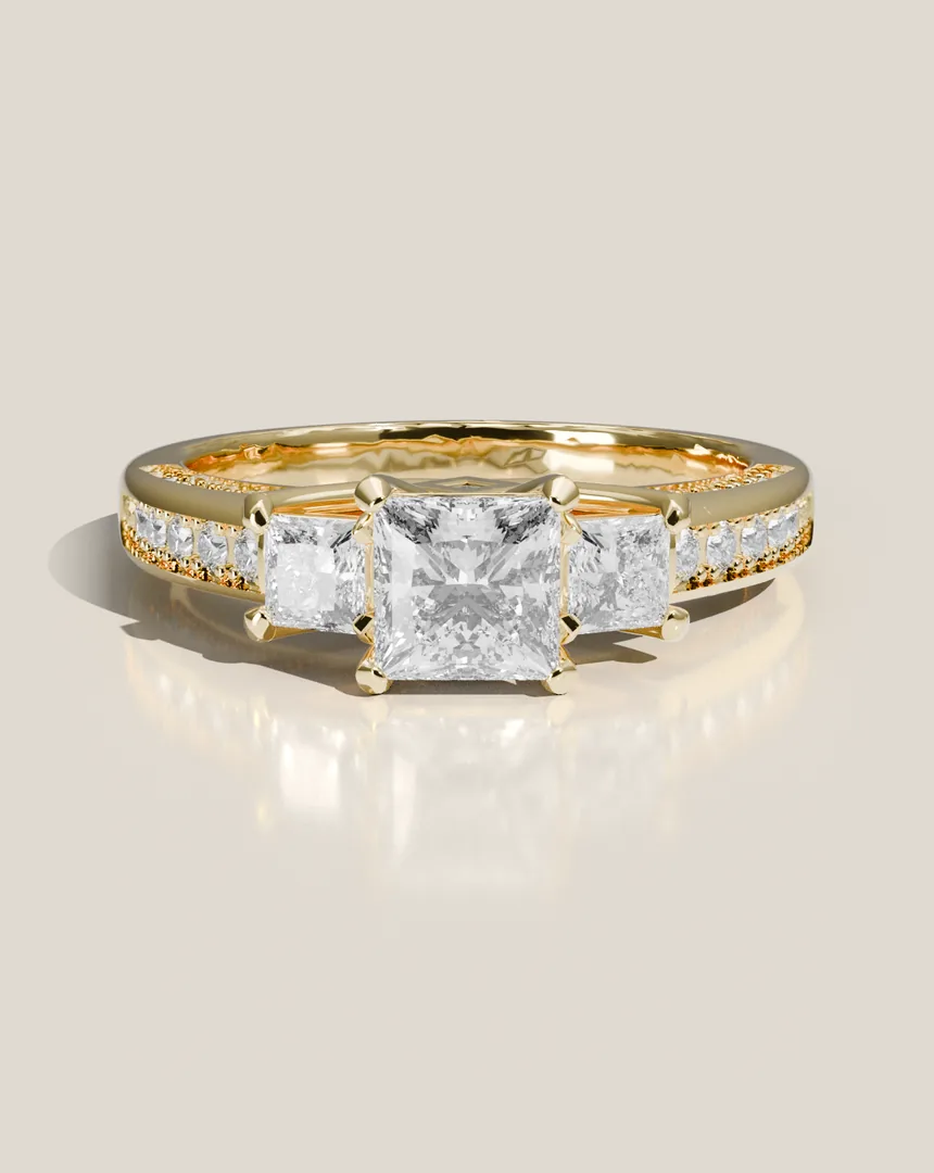 Zenith engagement ring, shown in 18K Yellow Gold with a Lab-Grown Diamond