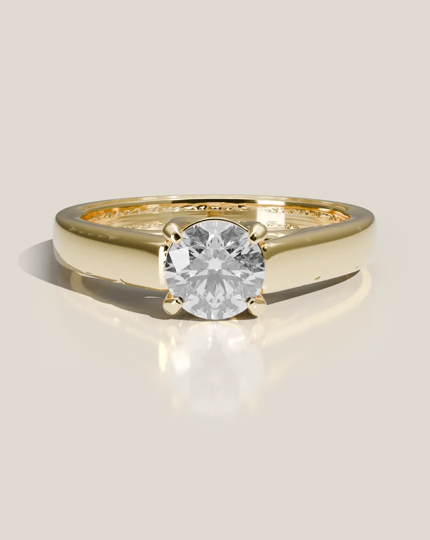 Grace engagement ring, shown in 18K Yellow Gold with a Lab-Grown Diamond